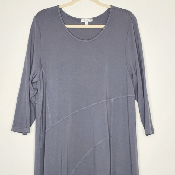 Kleen Cotton Modal A-line Dress Size 1X Lagenlook Soft Relaxed Fit Pullover Midi - Picture 4 of 15